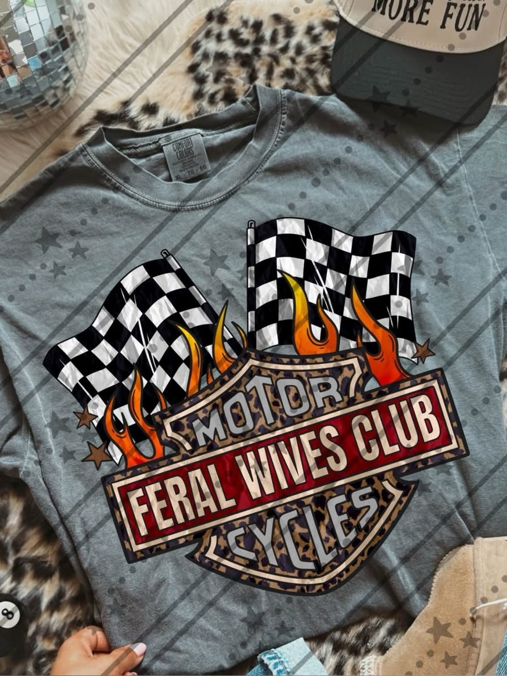 Feral Wives Club Motorcycles Graphic Comfort Colors Pepper Tshirt Small-XL
